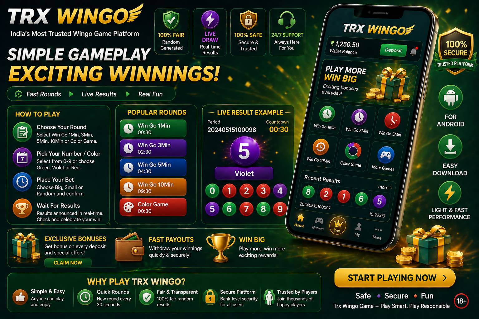 Trx Wingo Game mobile experience for India