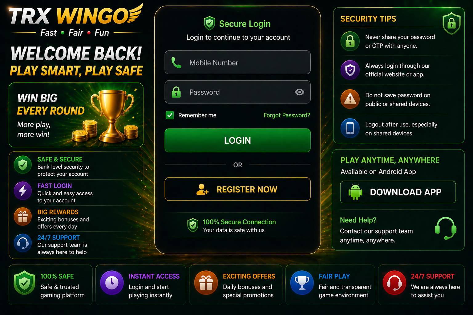 Trx Wingo Game login India
